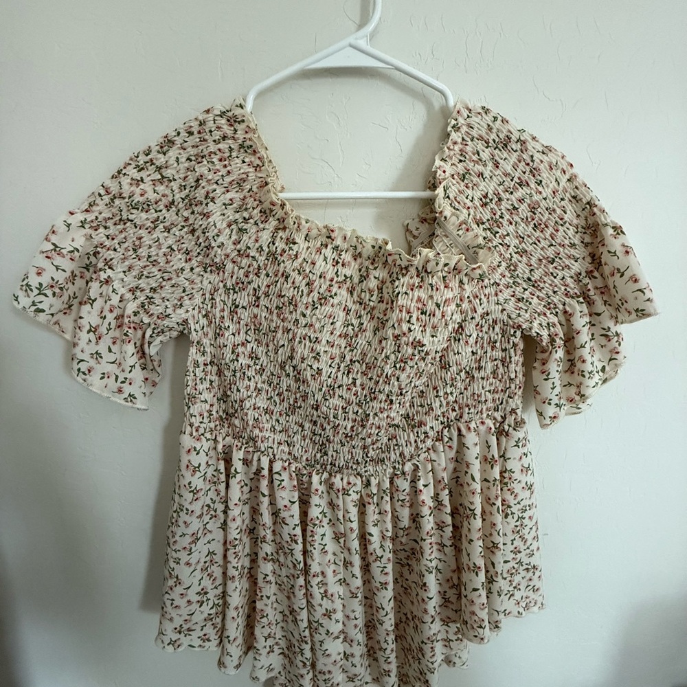Floral Smocked Off-Shoulder Top